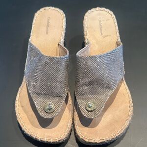 Croft &Barrow Gold/Silver Metallic Espadrille Thong Sandals